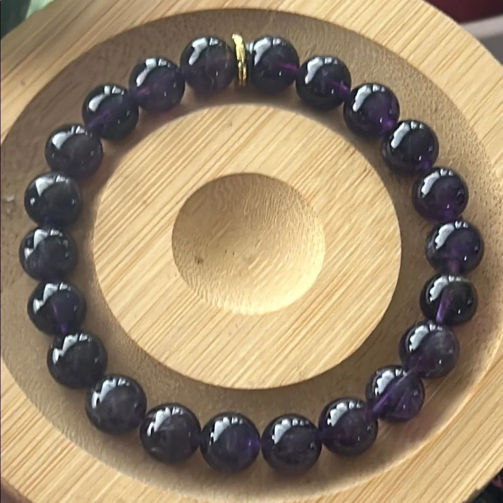 Handmade Amethyst Crystal Beaded Bracelet